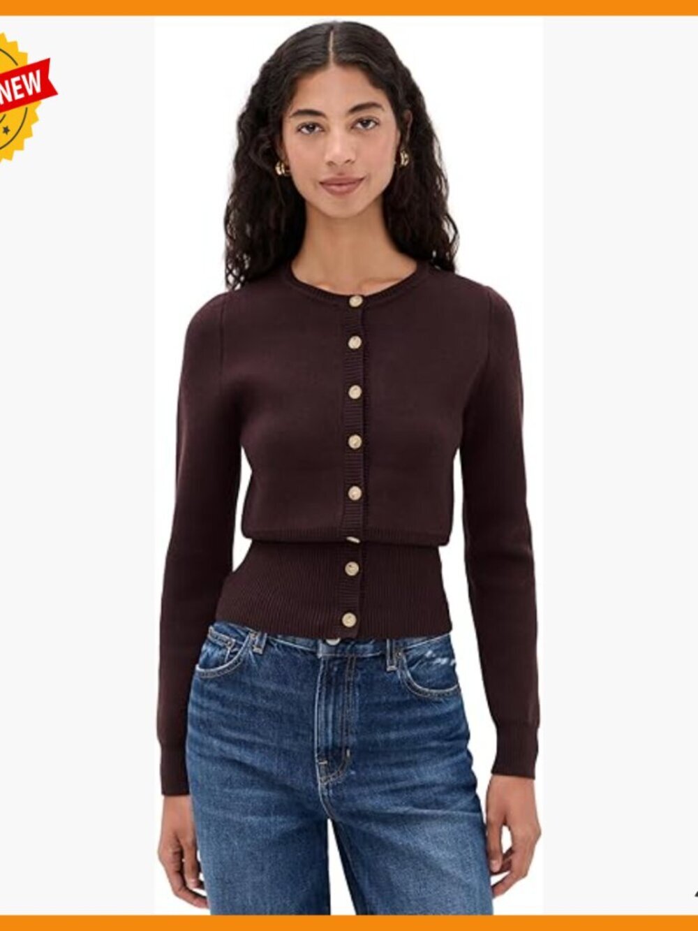 Mid-Weight Stretch Knit Cardigan with Ribbed Trim